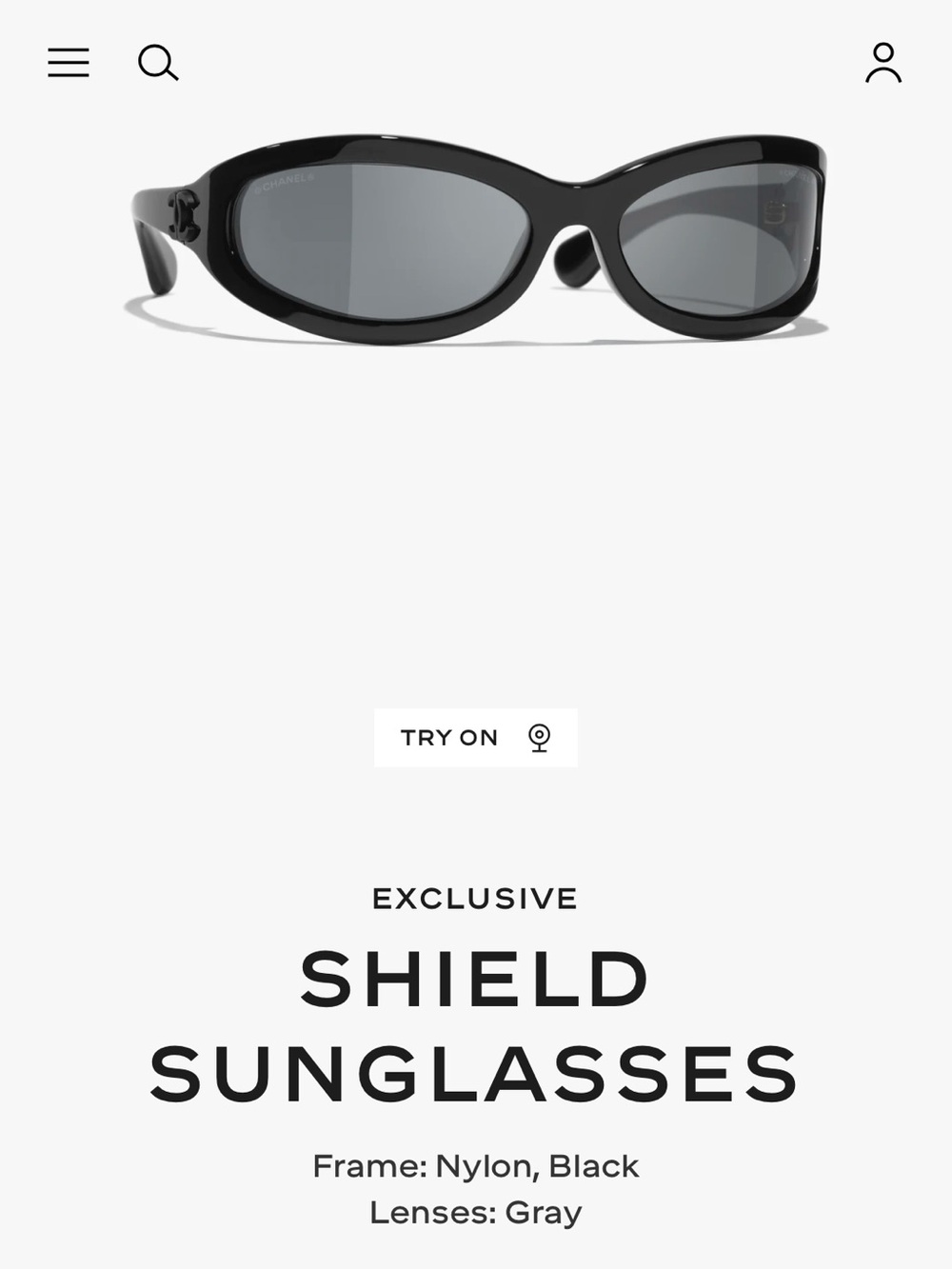 CHANEL Shield Sunglasses in Black with Gray Lenses